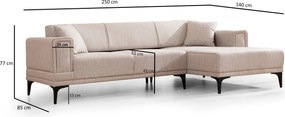 Corner Sofa-Bed Horizon Right - Light Brown Light Brown