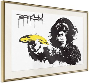 Αφίσα - Banksy: Banana Gun I - 60x40 - Χρυσό - Με πασπαρτού