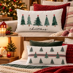 Μαξιλάρι διακοσμητικό Xmas Tree - 50x30cm - Λευκό - 2 επιλογές σχεδίου