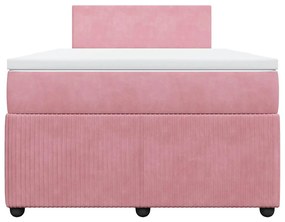 vidaXL Κρεβάτι Boxspring με Στρώμα Ροζ 120x200 εκ. Βελούδινο