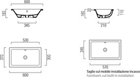 GSI Kube 8953 60x37 - Ένθετος νιπτήρας