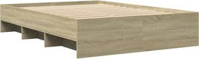 vidaXL Πλαίσιο Κρεβατιού Sonoma Δρυς 135x190 εκ. Επεξεργασμένο Ξύλο
