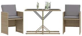 vidaXL Σετ Επίπλων Bistro 3 τεμ. Μικτό Μπεζ Συνθ. Ρατάν με Μαξιλάρια