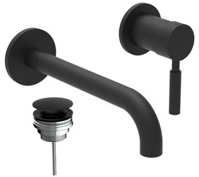 La Torre New Tech Black Matt Μπαταρία Νιπτήρος Εντοιχισμού 2 Οπών+Βαλβίδα clic-clac 12208-400 R0338-400