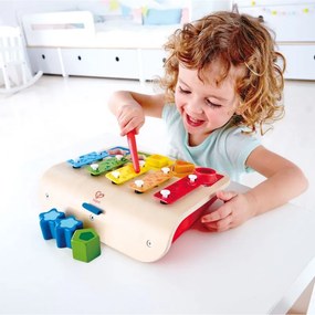 Ξυλόφωνο - Πιανάκι &amp; Παζλ 3Σε1 Hape Shape Sorter Xylophone