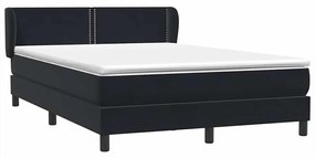 Box Spring Κρεβάτι με στρώμα Μαύρο 140x220 cm Βελούδινο - Μαύρο