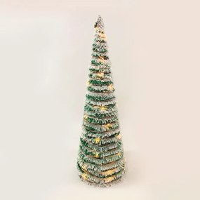 "GREEN RATTAN CONE TREE WITH SNOW" 30 MINI WW LED ΛΑΜΠ. ΜΠΑΤ. 3ΧΑΑ,IP20 Φ18.5Χ50CM ACA X1130119