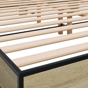 vidaXL Πλαίσιο Κρεβατιού Sonoma Δρυς 200x200 εκ. Επεξ. Ξύλο &amp; Μέταλλο