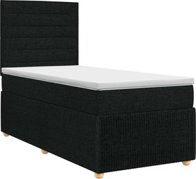 vidaXL Κρεβάτι box spring με στρώμα Μαύρο 90 x 190 cm Ύφασμα