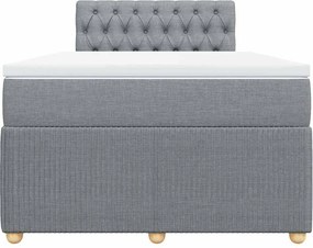 vidaXL Κρεβάτι Boxspring με Στρώμα Ανοιχτό Γκρι 120x200 εκ. Υφασμάτινο