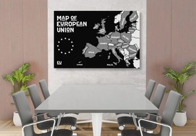 Εικόνα σε εκπαιδευτικό χάρτη από φελλό με ονόματα χωρών σε μαύρο & άσπρο της ΕΕ - 120x80  arrow