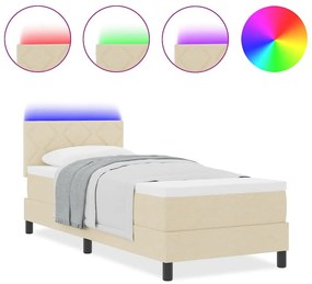 vidaXL Κρεβάτι με ελατήρια με στρώμα Κρεμ 80 x 200 cm ύφασμα