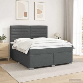vidaXL Κρεβάτι box spring με στρώμα Σκούρο Γκρι 140 x 200 cm Ύφασμα