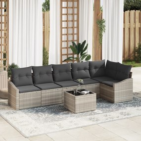 vidaXL Σέτ φαγητού για κήπο με μαξιλάρι 7 pcs Ανοιχτό γκρι
