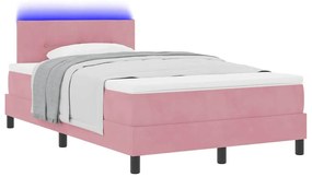 vidaXL Κρεβάτι με ελατήρια με στρώμα Ροζ 120 x 190 cm Βελούδο