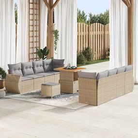 vidaXL Σετ Καναπέ Κήπου με αποθήκευση 11 pcs Μπεζ Πολυ ράταν