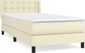 VidaXL Κρεβάτι Boxspring με Στρώμα Κρεμ 90x190 εκ. από Συνθετικό Δέρμα