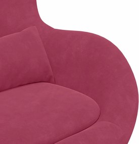 vidaXL Αυγό Καρέκλα με Σκαμνί Κόκκινο Βελούδο