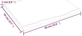 vidaXL Επιφ. Τραπεζιού Σκούρο Καφέ 60x50x2 εκ Επεξ. Μασίφ Ξύλο Δρυός