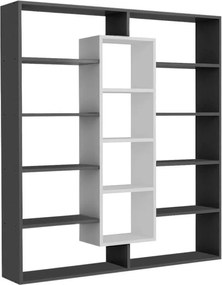 Βιβλιοθήκη Ample Megapap χρώμα μαύρο - λευκό 125x22x135,7εκ.