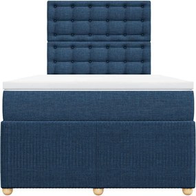 vidaXL Κρεβάτι Boxspring με Στρώμα Μπλε 120x200 εκ. Υφασμάτινο
