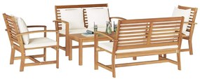 vidaXL Σετ Καναπέ Κήπου 5 pcs Φυσικό Στερεό Ξύλο Τίκ