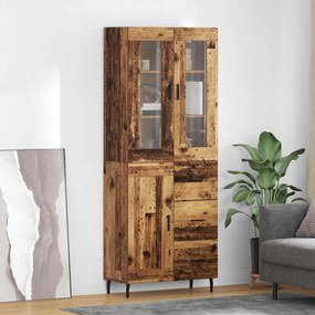 vidaXL Highboard με συρτάρι 2 pcs Παλιό Ξύλο Επεξεργασμένο ξύλο