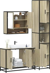 vidaXL Σετ Επίπλων Μπάνιου 3 Τεμαχίων Sonoma Δρυς Επεξεργασμένο Ξύλο