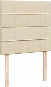 vidaXL Κρεβάτι Boxspring με Στρώμα Κρεμ 90x200 εκ.Υφασμάτινο