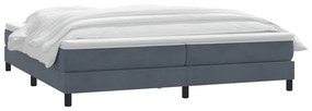 Box Spring Κρεβάτι με στρώμα Σκούρο γκρι 180x220 εκ. Βελούδινο - Γκρι