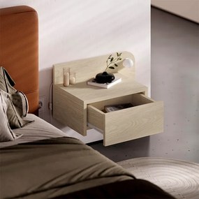 Κομοδίνο επιτοίχιο Dotta Megapap με LED χρώμα light oak 52x33,6x28εκ.