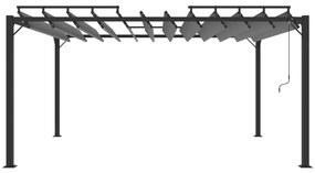 vidaXL Κιόσκι με Ανοιγόμενη Οροφή Ανθρακί 3x4 μ. Ύφασμα και Αλουμίνιο