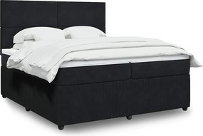 vidaXL Κρεβάτι Boxspring με Στρώμα Μαύρο 200x200 εκ. Βελούδινο