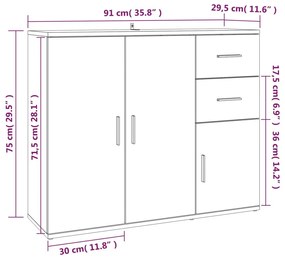 Συρταριέρα Sonoma Δρυς 91x29,5x75 εκ. Επεξεργασμένο Ξύλο - Καφέ