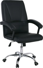 BF6350 Πολυθρόνα Διευθυντή Μέταλλο Χρώμιο, PU Μαύρο   1τμχ