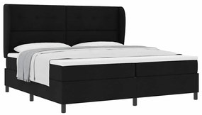 vidaXL Κρεβάτι με ελατήρια με στρώμα Μαύρο 200 x 200 cm ύφασμα