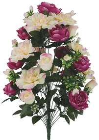 Διακοσμητικό Τεχνητό Μπουκέτο Τριαντάφυλλο-Παιώνια 00-00-27416-4 69cm Multi-Fuchsia Marhome Συνθετικό Υλικό