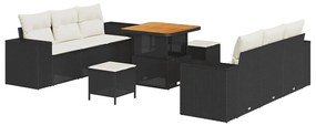 vidaXL Σετ Καναπέ Κήπου 9 pcs Μαύρο και κρεμ 80 x 80 x 71 cm
