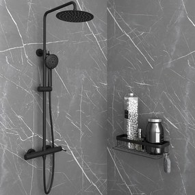 Orabella Terra 10249 Black Matt - Στήλη ντους με μπαταρια 2 εξοδων