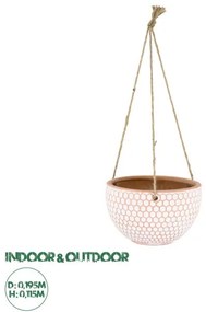 Κρεμαστό Πήλινο Κεραμικό Κασπώ Γλάστρα - Flower Pot Κεραμιδί με Λευκό Artificial Garden 20462 Globostar-20462-Καφέ 20462