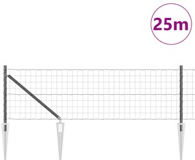 vidaXL Euro Fence με 13 Γάντζους 0.6x25 μ Γαλβανισμένο Χάλυβα Γκρι