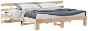 vidaXL Σκελετός Κρεβατιού Καφέ 200 x 200 cm Μασίφ ξύλο πεύκου