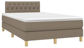 vidaXL Κρεβάτι Boxspring με Στρώμα & LED Taupe 120x190 εκ. Υφασμάτινο