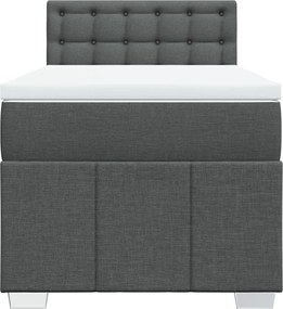 vidaXL Κρεβάτι Boxspring με Στρώμα Σκούρο Γκρι 90x200 εκ. Υφασμάτινο