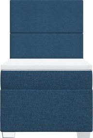vidaXL Κρεβάτι Boxspring με Στρώμα Μπλε 90x190 εκ.Υφασμάτινο