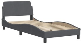 vidaXL Σκελετός Κρεβατιού Χωρίς Στρώμα Hanko Σκ. Γκρι 90x200 εκ. Βελούδινο