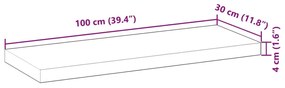 Ράφι Κρεμαστό 100x30x4 εκ. Ακατέργαστο Μασίφ Ξύλο Ακακίας - Καφέ