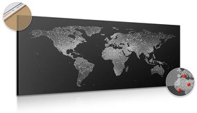 Εικόνα ενός ασπρόμαυρου παγκόσμιου χάρτη σε έναν φελλό - 100x50  color mix