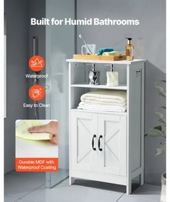 VEVOR Wooden Bathroom Floor Cabinet Storage with Adjustable Shelf 2 Doors White