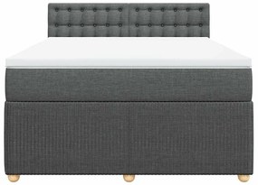 vidaXL Κρεβάτι Boxspring με Στρώμα Σκούρο Γκρι 160x200 εκ Υφασμάτινο